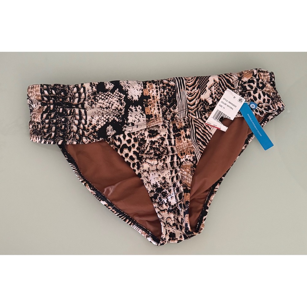 Bleu Rod Beattie Animal Print Sarong Hipster Bikini Bottom Natural Size 14‎ NEW